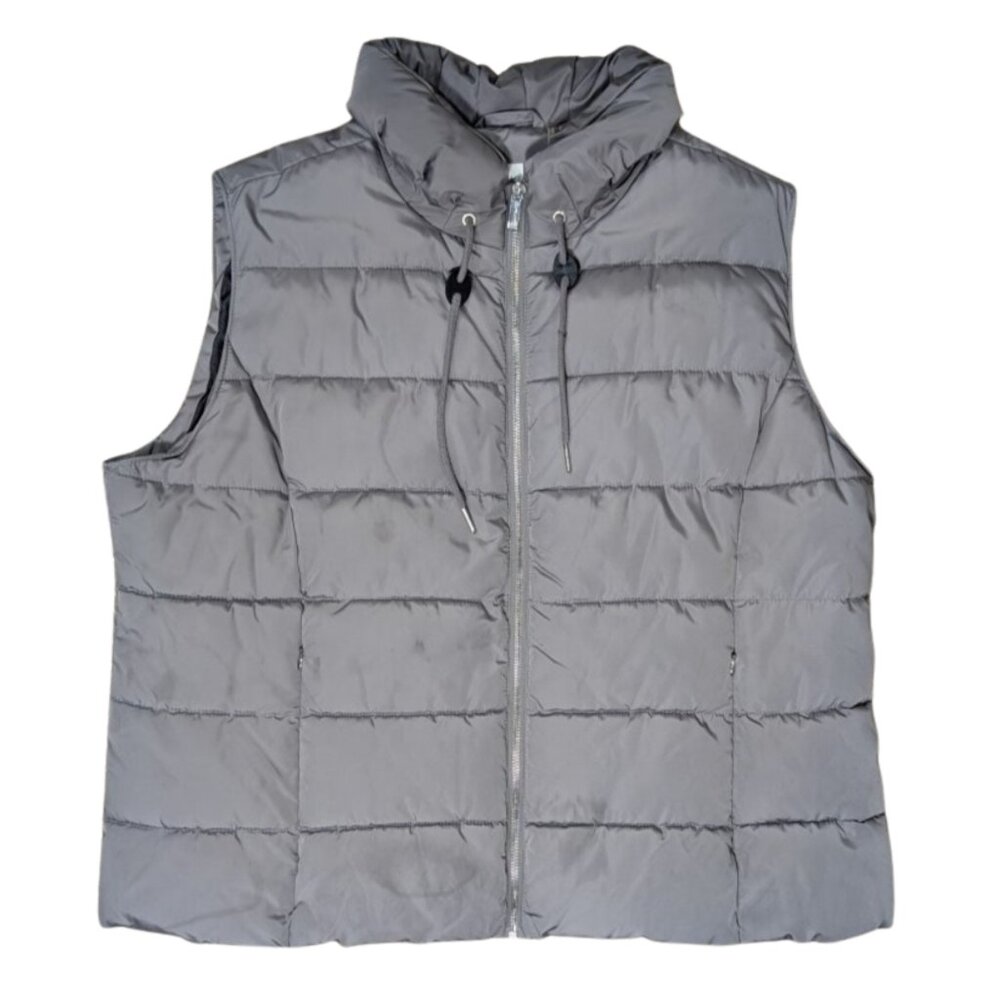 Calvin Klein Tin Gray Quilted Puffer Vest Plus 1X